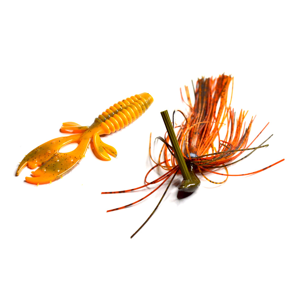 Weedless Skirted Shaker Jig Combo in Green Pumpkin with Craw