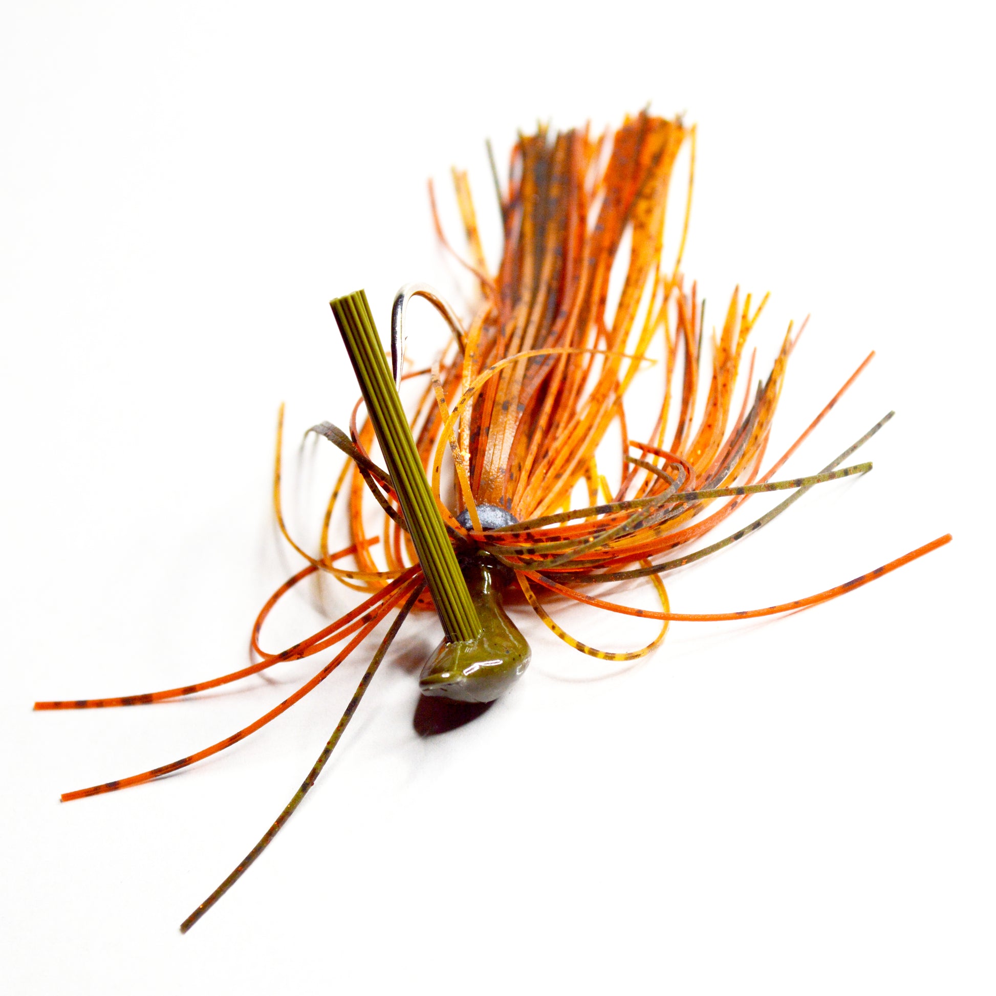 Shaker Jig in Green Pumpkin with Hot Craw Skirt