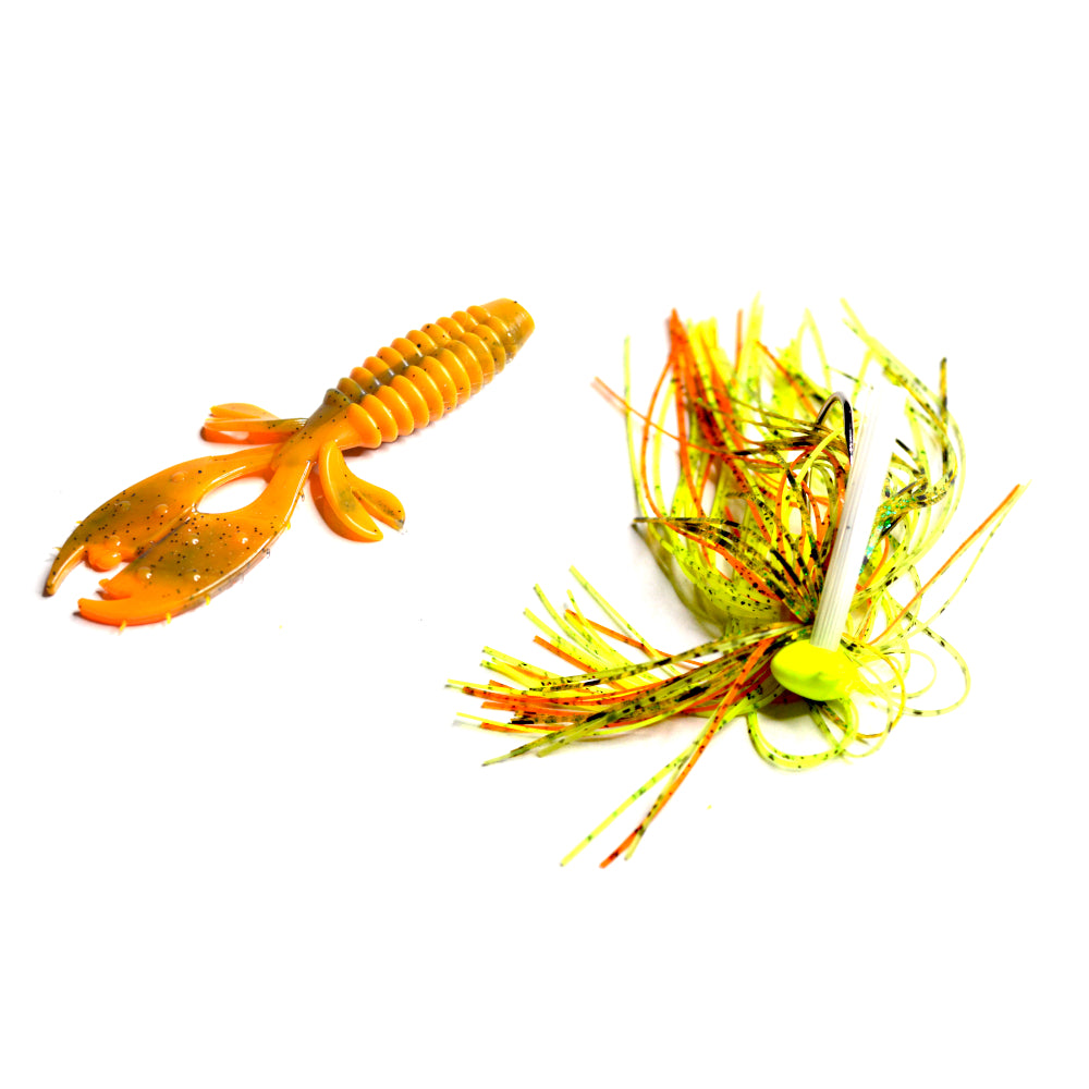 Weedless Skirted Shaker Jig Combo in Chartreuse with Perch